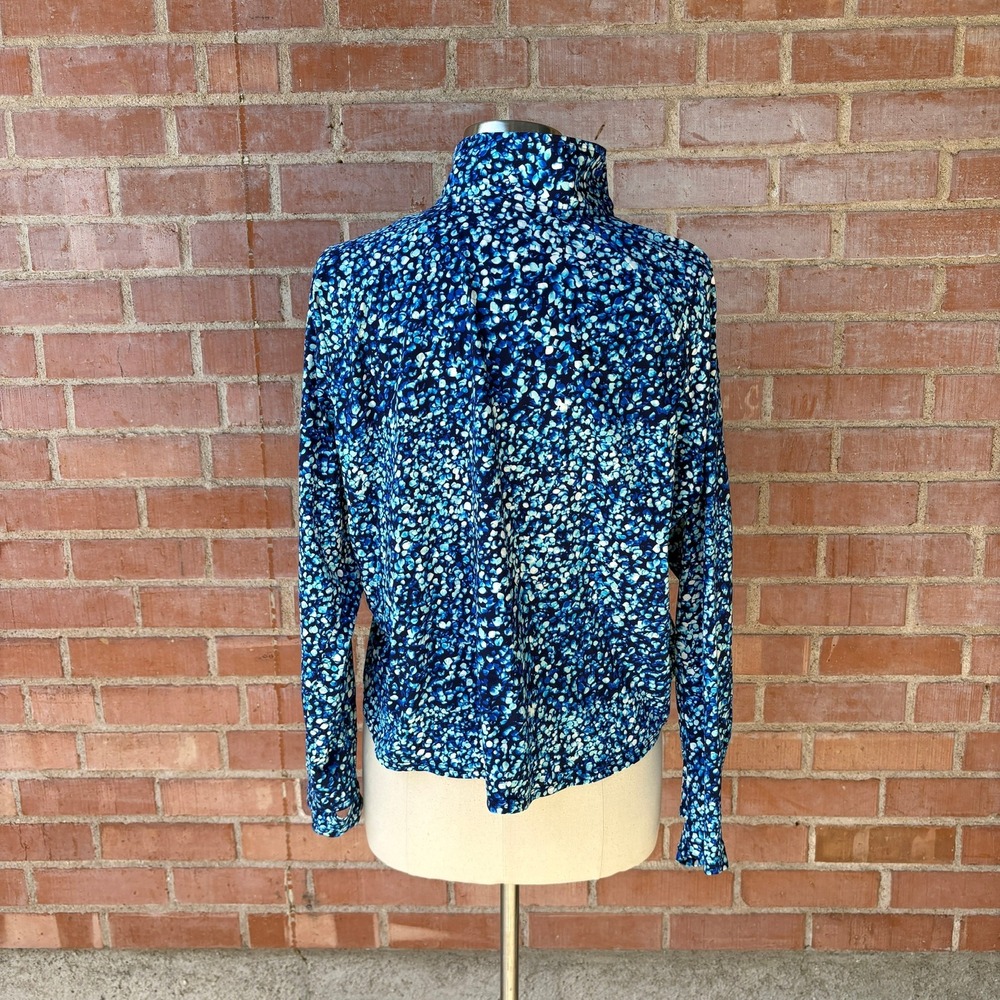Land's End UPF 50‎ 1/4 Zip Pullover Crop Women's 2X Blue Polka Dot 20-22W